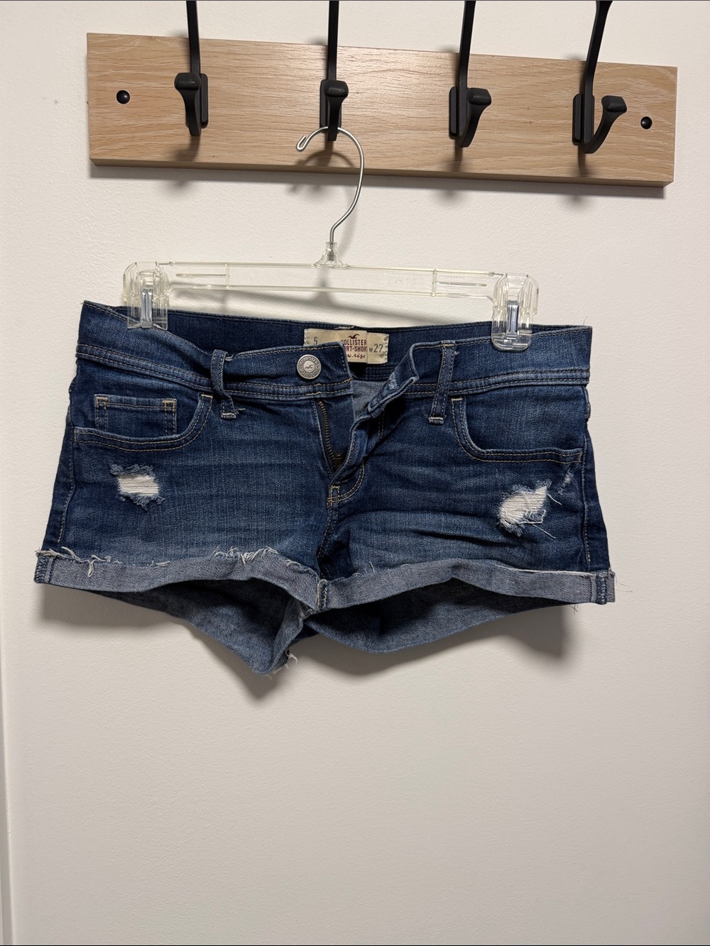 Hollister Distressed Denim Roll-Cuff Jean Shorts